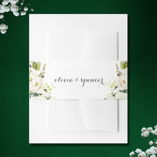 Cintas Para Invitaciones Watercolor Floral Blanco Moderno Boda Boho