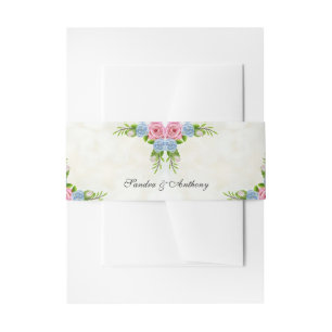 Cintas Para Invitaciones Watercolor Floral invitaciones a boda Belly Banda
