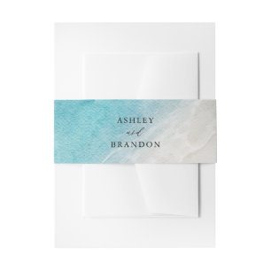 Cintas Para Invitaciones Watercolor Ocean Summer Blue Beach Wedding