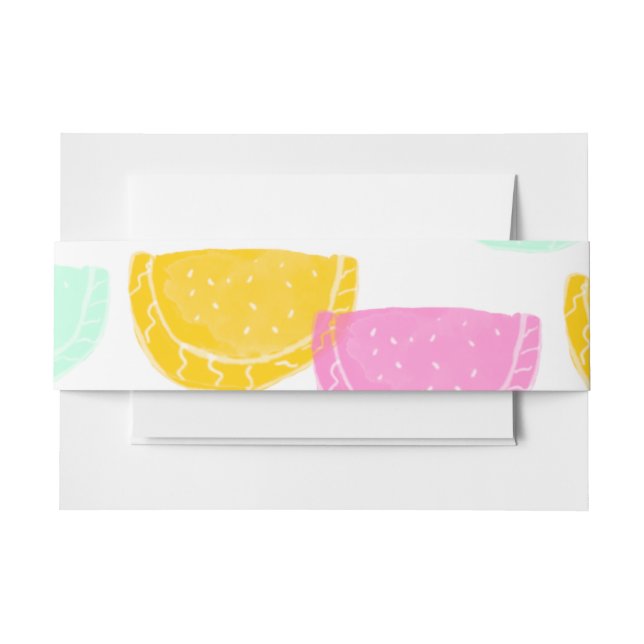 Cintas Para Invitaciones Watercolor Watermelon Pink Green Yellow Pattern (Anverso Ejemplo)