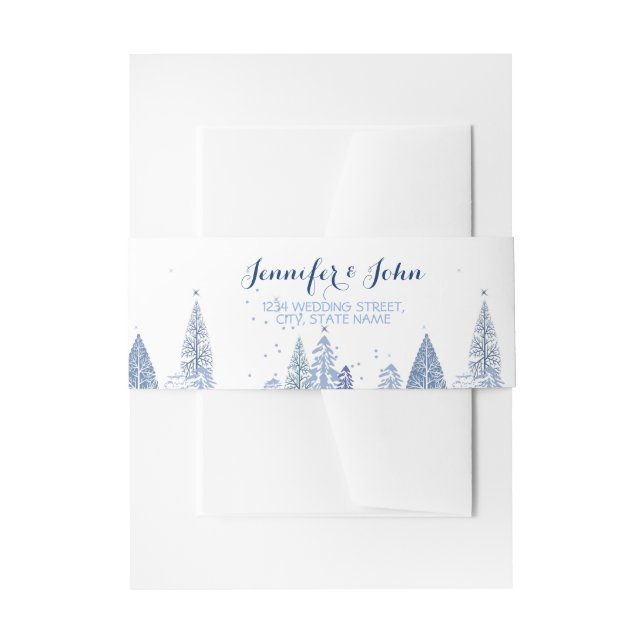 Cintas Para Invitaciones Watercolor Woodland Snowflakes Winter Wedding (Anverso Ejemplo)