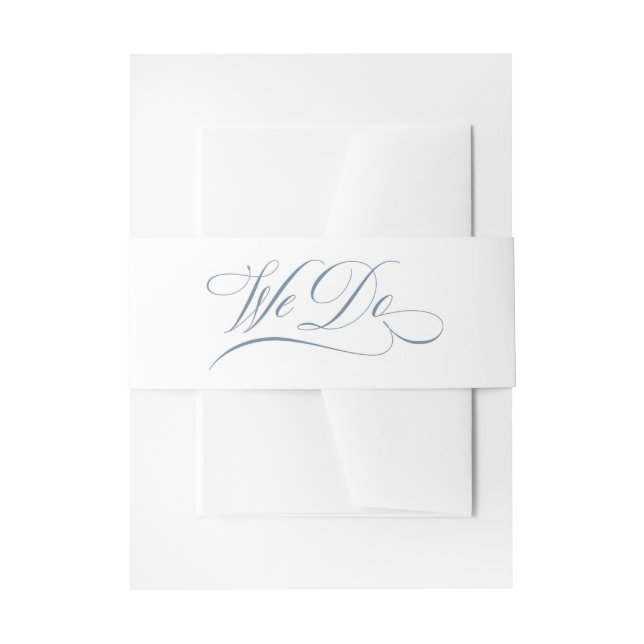 Cintas Para Invitaciones We Do | White and Dusty Blue Calligraphy Wedding (Anverso Ejemplo)