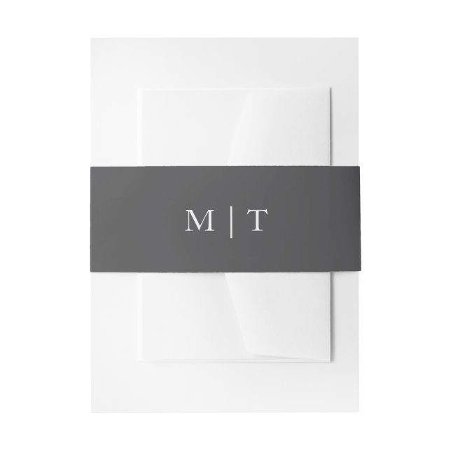 Cintas Para Invitaciones Wedding Monogrammed Grey and White  (Anverso Ejemplo)