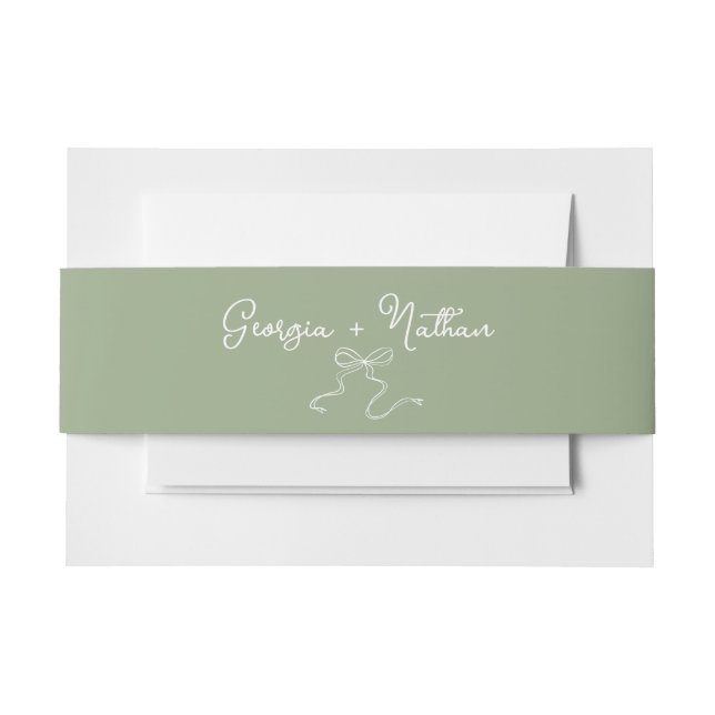 Cintas Para Invitaciones Whimsical Bow Sage Green (Anverso Ejemplo)