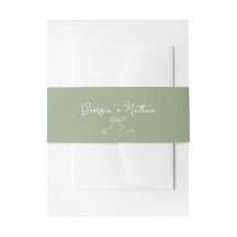 Whimsical Bow Sage Green Invitación Belly Band