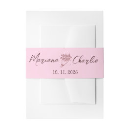 Cintas Para Invitaciones Whimsical Pink Hand Drawn Illustration Wedding 