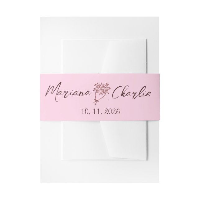 Cintas Para Invitaciones Whimsical Pink Hand Drawn Illustration Wedding  (Anverso Ejemplo)