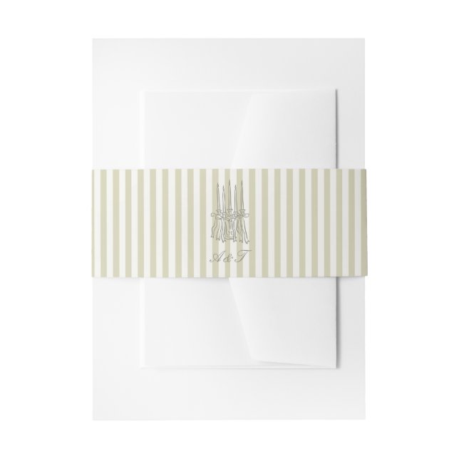 Cintas Para Invitaciones Whimsical Stripe Green Wedding Belly Band (Anverso Ejemplo)
