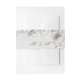 Cintas Para Invitaciones White 3 Floral Initials Wedding