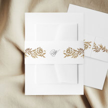 white & gold botanical frame monogram wedding