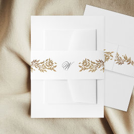 Cintas Para Invitaciones white & gold botanical frame monogram wedding
