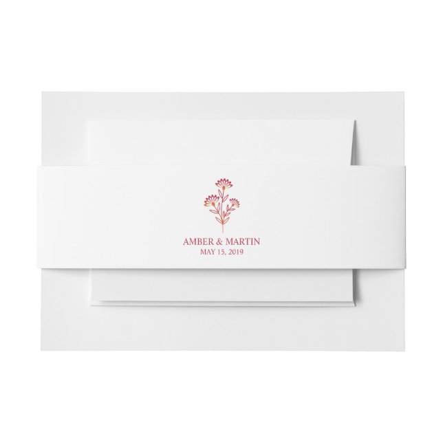 Cintas Para Invitaciones Wildflowers Monogram in Red Design (Anverso Ejemplo)