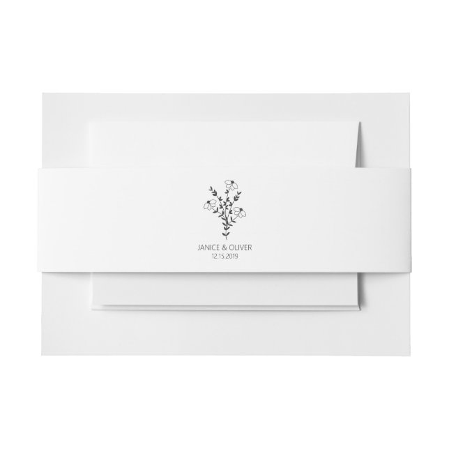 Cintas Para Invitaciones Wildflowers Wedding Monogram in Black (Anverso Ejemplo)