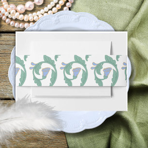 Cintas Para Invitaciones William Morris Art Deco Vines Verdes Florales