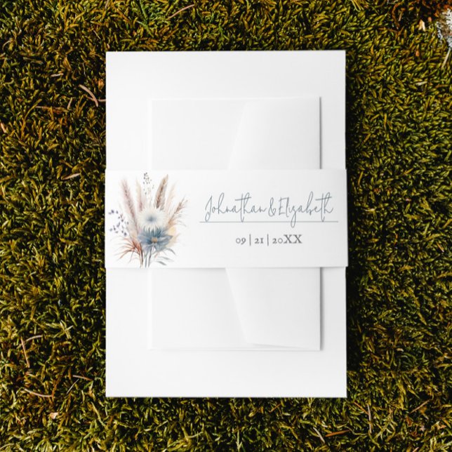 Cintas Para Invitaciones Winter Boho Floral Boda | Blanca (White Winter Boho Floral Wedding Invitation Belly Band)
