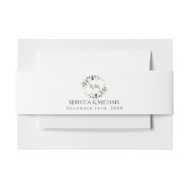 Cintas Para Invitaciones Winter Holly Berry Wreath Monogram Wedding