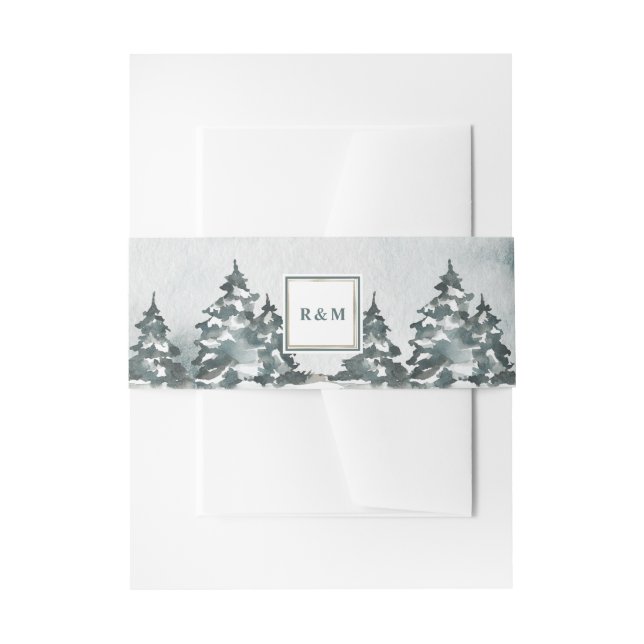 Cintas Para Invitaciones Winter Wonderland | Árboles nevados (Anverso Ejemplo)