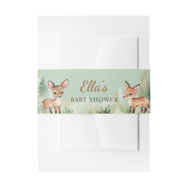 Cintas Para Invitaciones Woodland Deer Forest Neutral Baby Shower (Anverso Ejemplo)