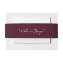 Cintas Para Invitaciones  Written Deep Burgundy Retro Whimsical Wedding