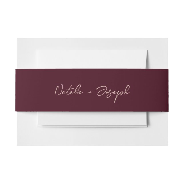 Cintas Para Invitaciones  Written Deep Burgundy Retro Whimsical Wedding (Anverso Ejemplo)