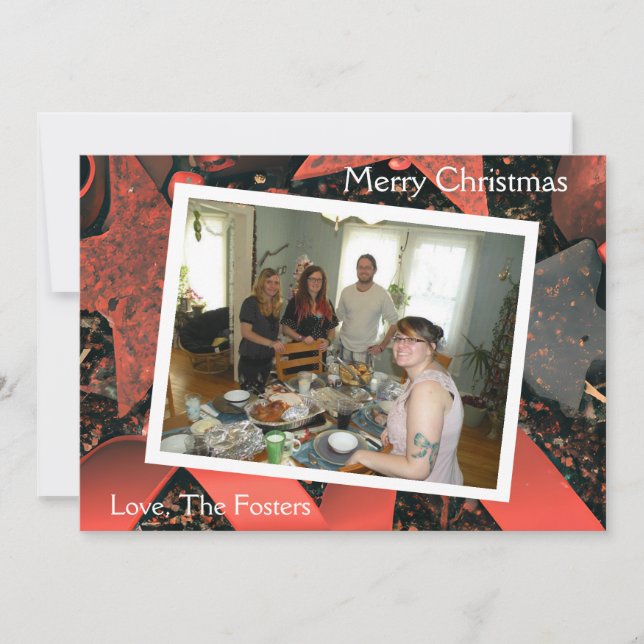 Cintas Rojas y Estrellas de Madera Navidad Campest (Anverso)