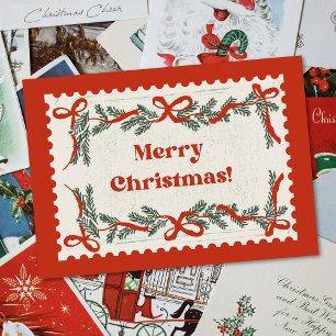 Cintas rojas y verdes vintage Feliz Navidad