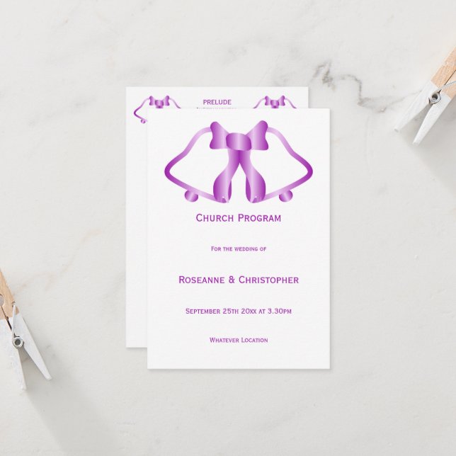 Cintas Y Cinta Del Programa De Boda Púrpura (Anverso/Reverso In Situ)