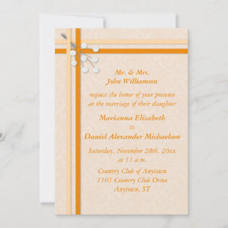 Cintas y invitación anaranjada del boda del