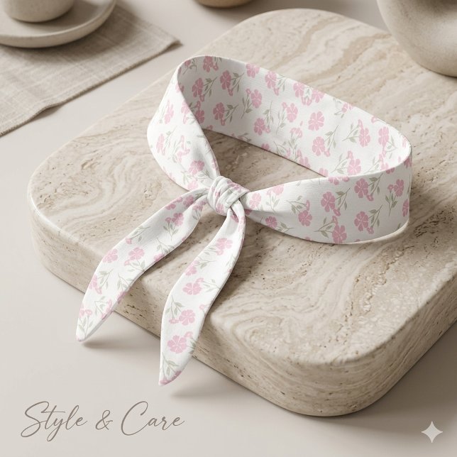 Cintillo De Nudo Floral Rosa Profundo Moda Chic (Deep Pink Floral Pattern Tie Headband Fashion Chic)