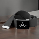 Cinturón Black Silver Modern Script Girly Monograma Nombre<br><div class="desc">Cinturón de nombres de monograma de guiones negro y plateado. Esto hace que la graduación perfecta, dulce 16 16, 18, 21, 30, 40, 50, 60, 70, 80, 90, 100 años, boda, ducha de novias, aniversario, ducha de bebé o despedida de soltera para alguien que ama el lujo y los estilos...</div>