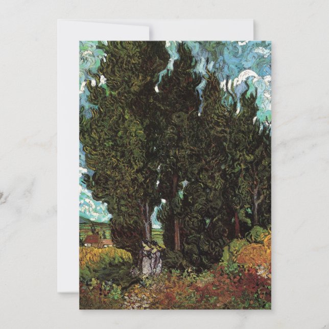 Cipreses con figuras femeninas de Vincent van Gogh (Anverso)