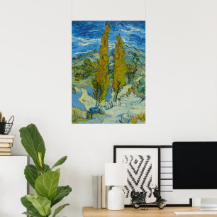 Cipreses de Van Gogh - Cielo Azul Giratorio Arte
