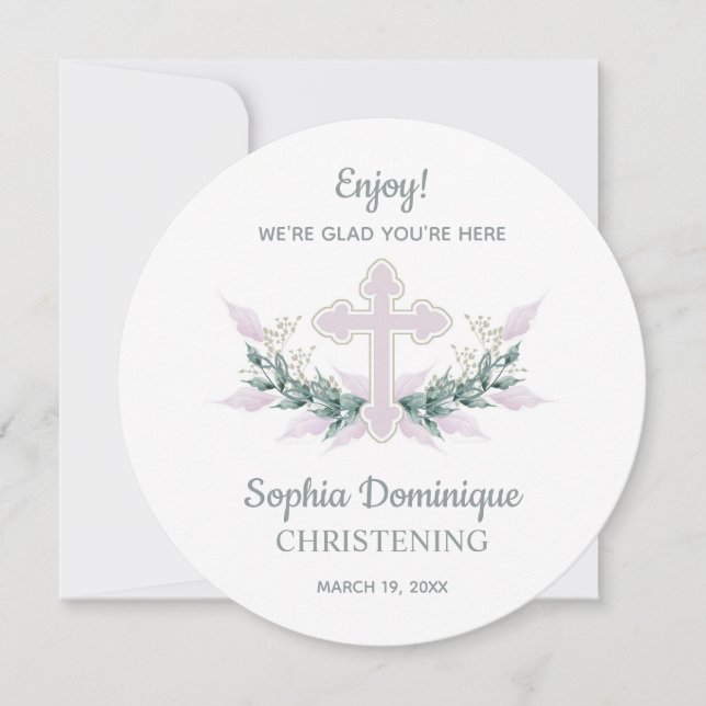 CIRCLE Dinner Plate Gracias Christening De Tarjeta (Anverso)