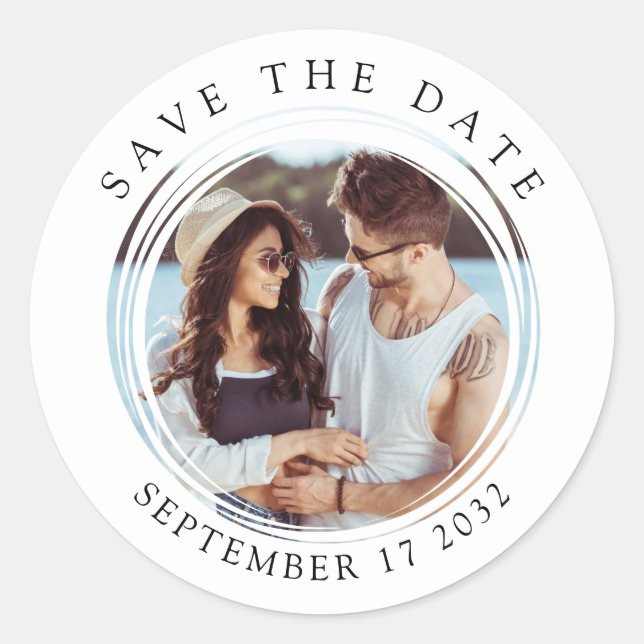 Circle Photo Save the Date Sello para sobres (Anverso)
