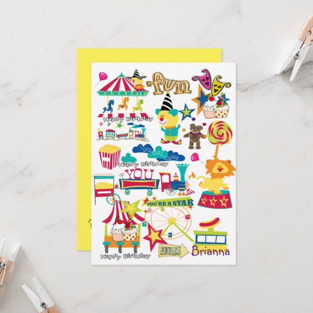 Circo de Carnaval Invitación de cumpleaños feliz (Anverso/Reverso In Situ)