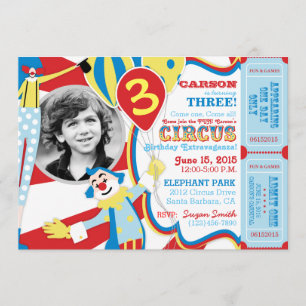 Circo de Carnaval payasa invitación al cumpleaños