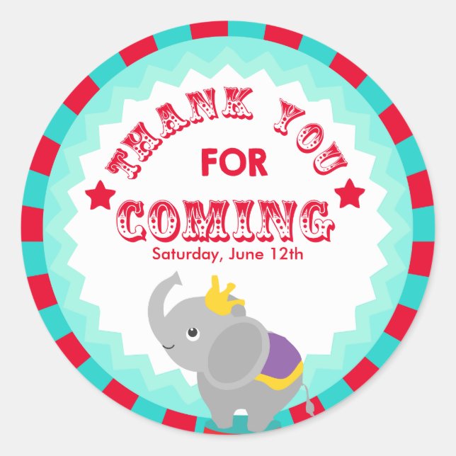 Circo Gracias etiqueta de favor (Anverso)