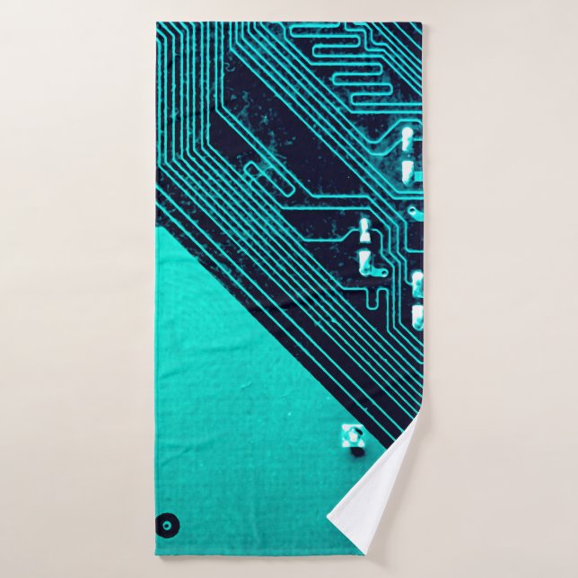 Circuit board. Electronic computer hardware techno (Toalla de baño)