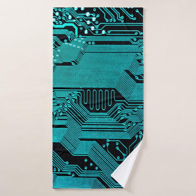Circuit board. Electronic computer hardware techno (Toalla de baño)