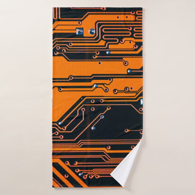 Circuit board. Electronic computer hardware techno (Toalla de baño)