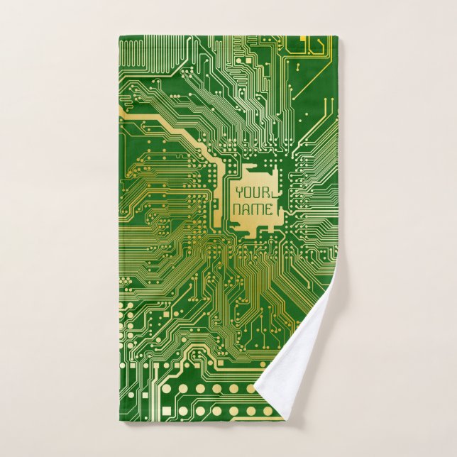 Circuito monograma Motherboard Electronics Chip Te (Toalla de mano)