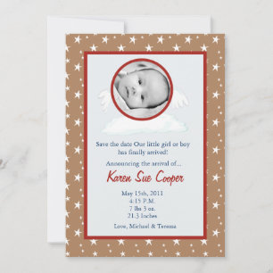 Círculo 5x7 con anuncio de nacimiento de foto de W