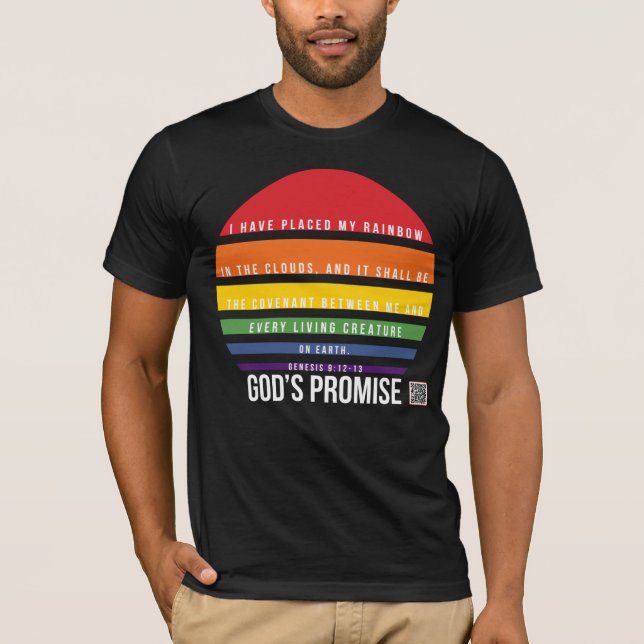 Círculo arcoiris de camiseta negra masculina (Anverso)