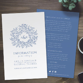 Círculo azul de hojas información para invitados d