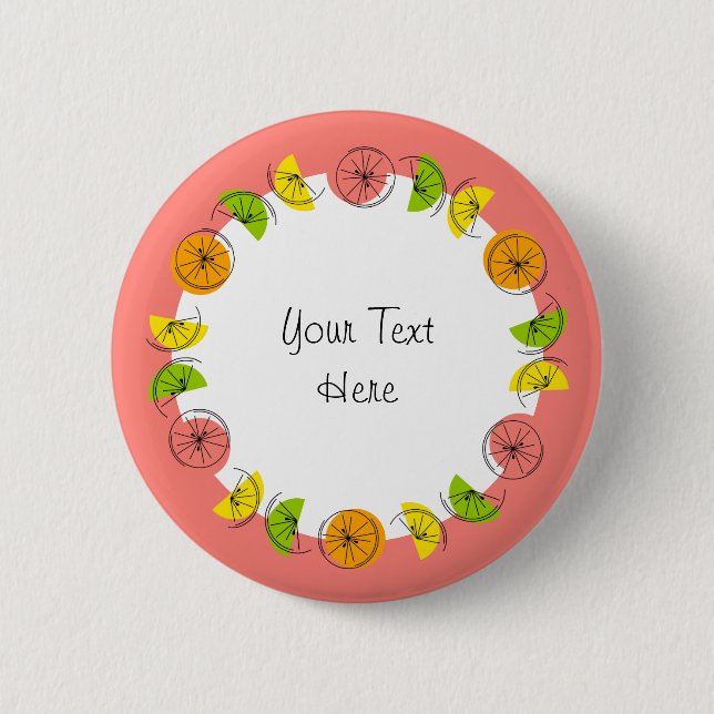 Círculo Círculo de cítricos Botón de texto rosado  (Anverso)