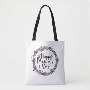 Círculo con corazones Feliz Día de la Madre Bolsa