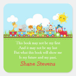 Círculo de adhesivo de tren de circo de animalitos