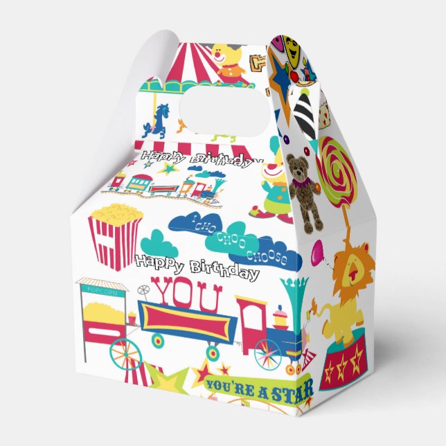 Círculo de Carnaval Feliz Cumpleaños Caja de Favor (Front Side)