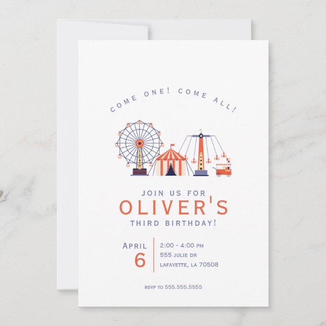 Círculo de Carnaval Invitación a la fiesta de cump (Anverso)