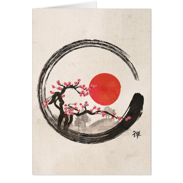 Círculo de Enso del zen y árbol de Sakura (Frente)